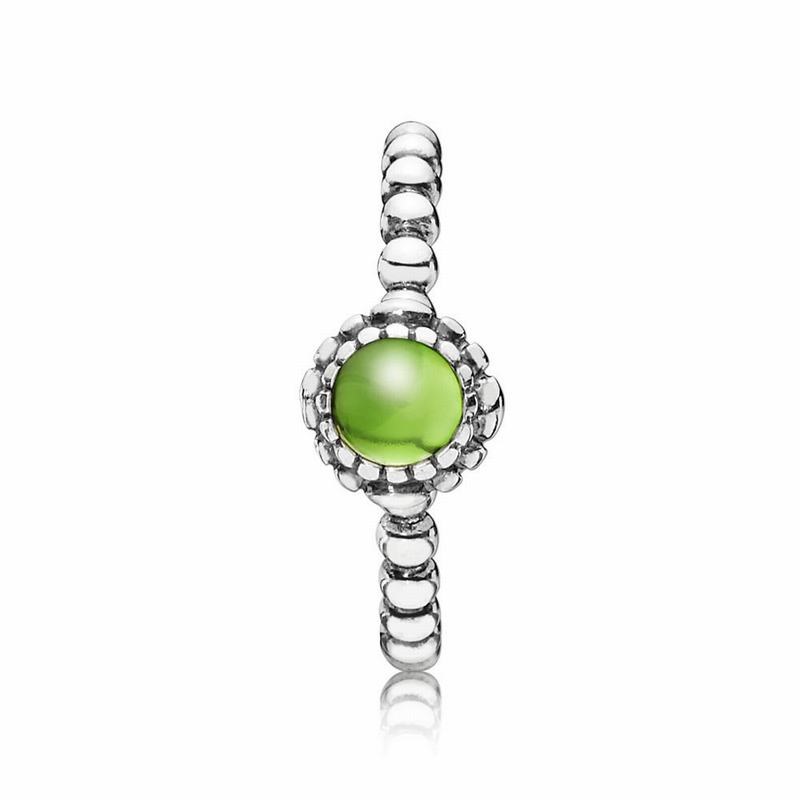 Pandora Birthday Blooms Ring August - Sterling Silver/Green/Peridot - Canada | TY9772XA